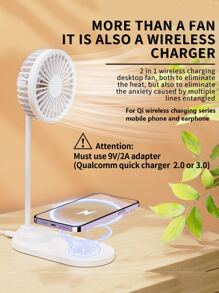 5W 4-In-1 Multifunctional Wireless Charger Fan, Suitable For QI Wireless Charging Enabled Phones And Earbuds, Compatible With IPhone 8/X/11/12/13/14/15/16 Series Phones And Earbuds - White - View 4
