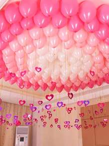 一套心形气球吊坠，气球配件，场景装饰，房间装饰，生日派对用品，主题派对装饰 - 紫色 - 查看 2