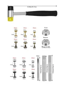 240 Sets Leather Rivets With 3 Sizes Double Head Tubular Rivets And Rubber Hammer Fixing Tool Kit In 4 Colors For Diy Leather Crafts Clothing Shoes Decoration And Repairing, 4pcs/pack