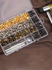 240 Sets Leather Rivets With 3 Sizes Double Head Tubular Rivets And Rubber Hammer Fixing Tool Kit In 4 Colors For Diy Leather Crafts Clothing Shoes Decoration And Repairing, 4pcs/pack