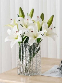 1束塑膠擬真花創意百合設計人造花束 - 白色 - 查看 6