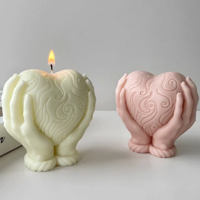 DIY手持心形蠟燭矽膠模具,肥皂和石膏製作工具,家庭裝飾用品禮品