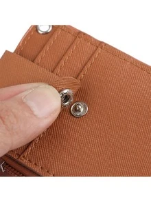 Portable Pu Leather Business Id Card Credit Badge Holder Coin Purse Wallet Key Chain - Brown - View 4