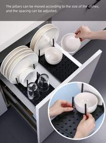 1pc Adjustable Non-Slip Drain Rack  Decorations   Autumn Decor Festival Decor Room Decor Home Decor Fall Decor Bedroom Decor - Black - View 2