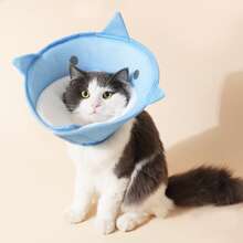 1入組藍鯊風格寵物術后防舔防咬頭套和軟項圈，用於貓狗保護 - 藍色 - 查看 6