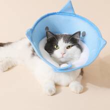 1入組藍鯊風格寵物術后防舔防咬頭套和軟項圈，用於貓狗保護 - 藍色 - 查看 5