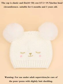 1st Baby Vintermössa Varma Småbarnsmössor Söta Pompom Mössor Stickade Beanie Beanie Babysnöhattar För Baby Girl - Vitt - Visa 2