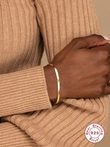 1pc Fashionable Minimalist Silver Bracelet For Women For Daily Decoration