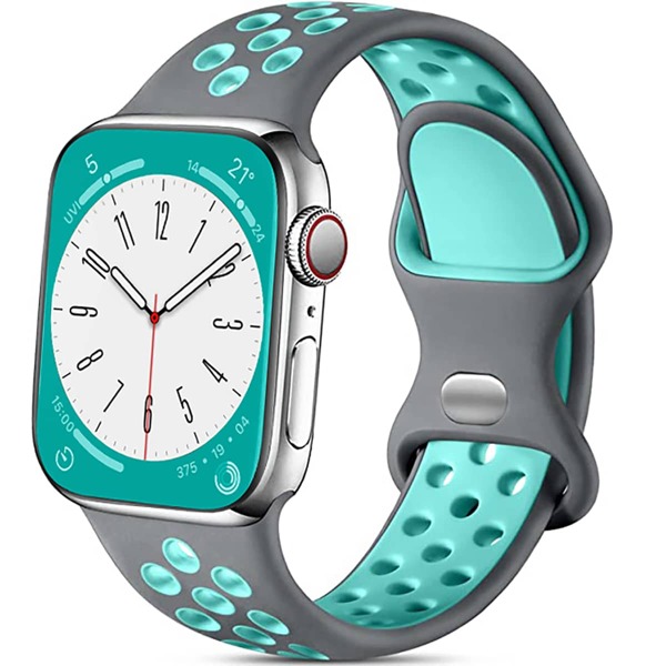 St.siabe حزام ساعة رياضي من السيليكون الناعم والمنفذ للهواء متوافق مع ساعات أبل من 1-8 / SE / Ultra في مقاسات 38 ملم، 40 ملم، 41 ملم، 42 ملم، 44 ملم، 45 ملم، 49 ملم، حزام بديل مقاوم للماء للرجال والنساء