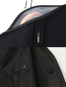 1入組新設計無紡布織物黑色拉鍊防塵套適用於和大衣 - 黑色 - 查看 4