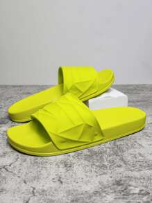 2024年夏季新款簡約時尚男士海灘拖鞋,舒適、耐磨且防滑 - 黃色 - 查看 1