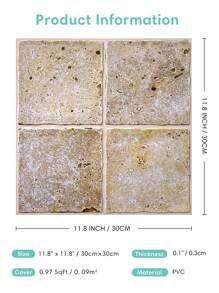 COMMOMY 1入组/10入组3D人造石即剝即貼牆板米色牆磚廚房瓷磚後擋板加厚牆貼防水耐熱浴室客廳臥室特色牆內牆裝飾 - 米色 - 查看 10