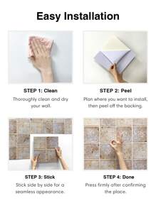 COMMOMY 1入组/10入组3D人造石即剝即貼牆板米色牆磚廚房瓷磚後擋板加厚牆貼防水耐熱浴室客廳臥室特色牆內牆裝飾 - 米色 - 查看 8