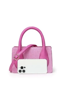 Túi vuông mini màu hồng cho bé gái cho mùa hè - Màu Hồng Tươi - Xem 3