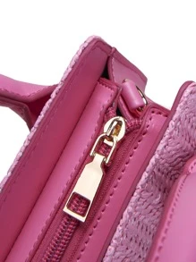 Túi vuông mini màu hồng cho bé gái cho mùa hè - Màu Hồng Tươi - Xem 5