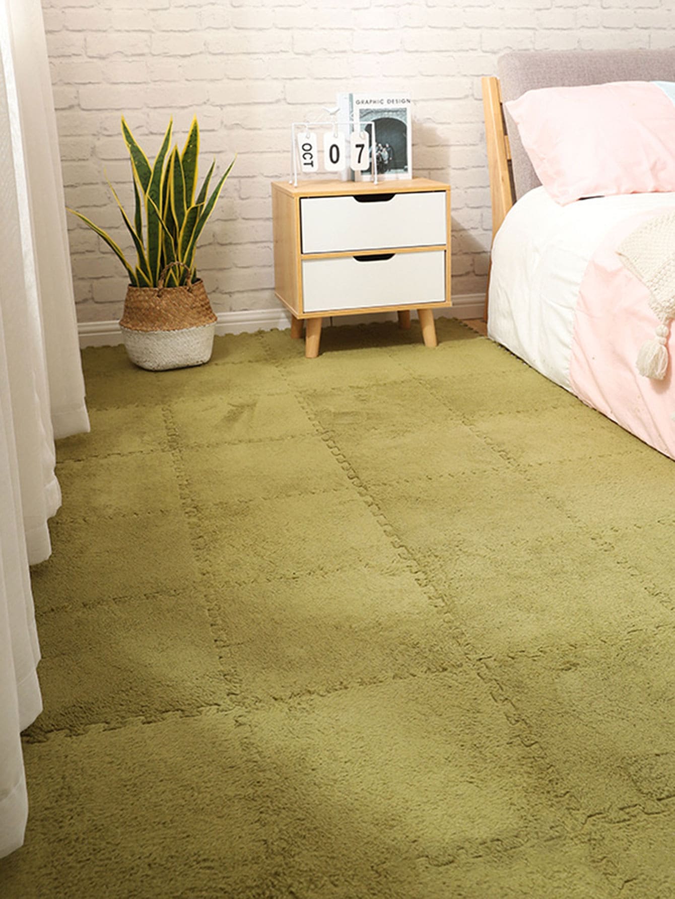 2入組海綿地面,綠色臥室窗戶地面,四通用房間陽台,榻榻米,,柔軟的和舒服的 - 查看 1