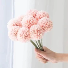 人造菊花桌面裝飾帶乒乓球裝飾傢居和婚禮 - 香檳色 - 查看 1