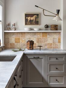 COMMOMY 1入组/10入组3D人造石即剝即貼牆板米色牆磚廚房瓷磚後擋板加厚牆貼防水耐熱浴室客廳臥室特色牆內牆裝飾 - 米色 - 查看 2