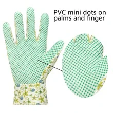 1 đôi NỮ Găng tay làm vườn , Quý cô Làm việc Găng tay , Sân vườn Găng tay Với PVC Nắm chặt Dấu chấm - màu xanh lá - Xem 2