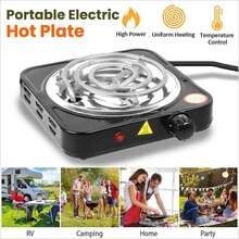 1000W Portable Electric Single Burner Hot Plate Cooktop RV Dorm Countertop Stove - Black - View 3