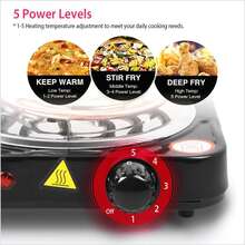 1000W Portable Electric Single Burner Hot Plate Cooktop RV Dorm Countertop Stove - Black - View 6