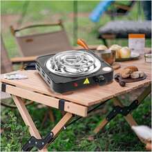 1000W Portable Electric Single Burner Hot Plate Cooktop RV Dorm Countertop Stove - Black - View 7