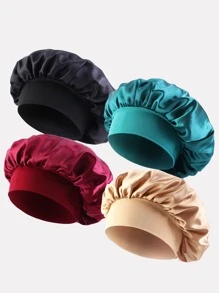 2pcs Women's Leopard Print Elastic Satin Turban Caps, Satin Sleeping/Makeup Hats, Suitable For Daily Use - Multicolor - View 14