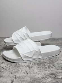 夏季新款柔软舒适防滑休闲拖鞋简约时尚男士户外沙滩凉鞋 - 白色 - 查看 5