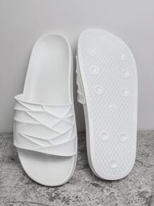 夏季新款柔软舒适防滑休闲拖鞋简约时尚男士户外沙滩凉鞋 - 白色 - 查看 4