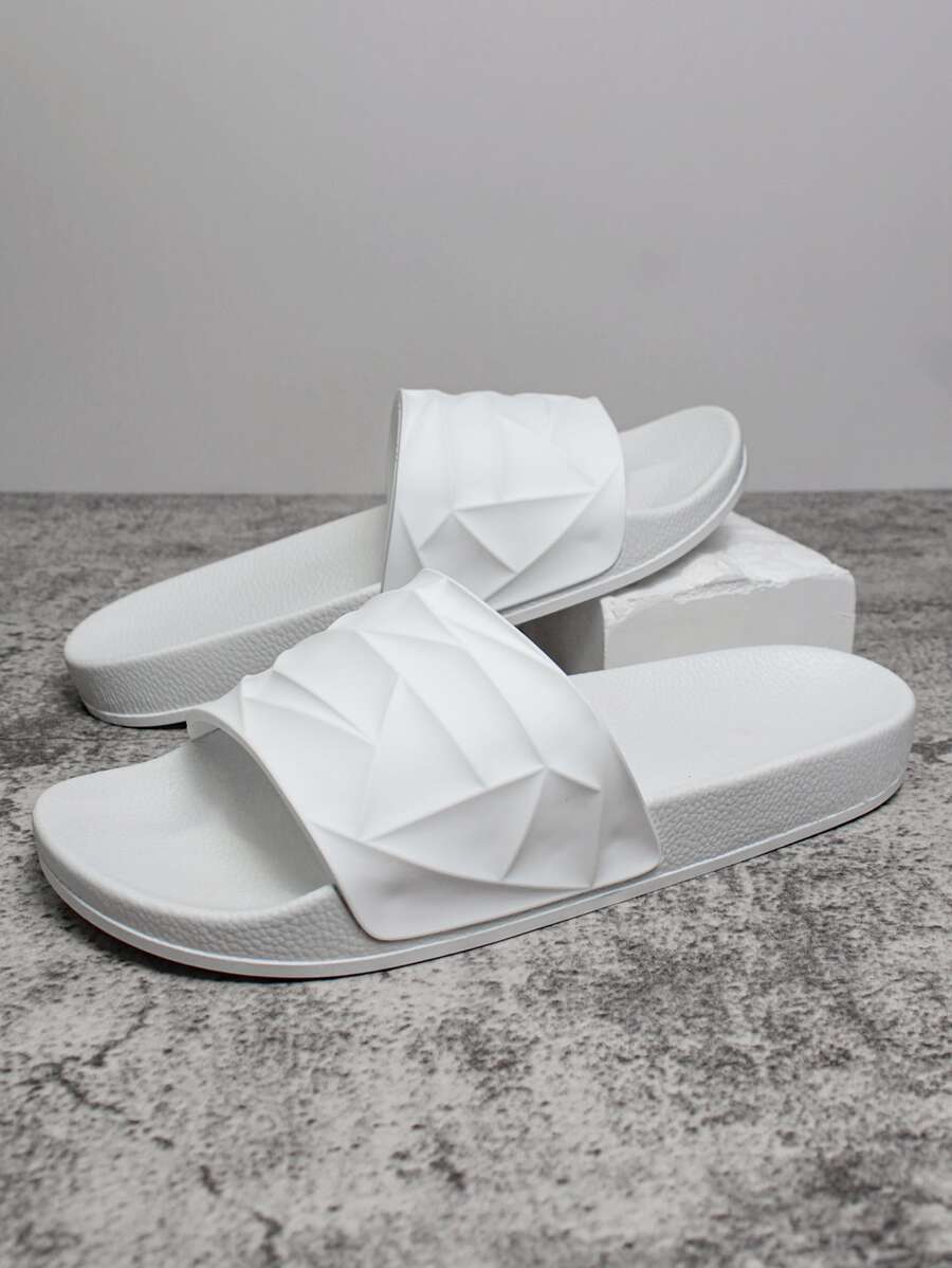 夏季新款柔软舒适防滑休闲拖鞋简约时尚男士户外沙滩凉鞋 - 白色 - 查看 1