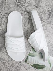 夏季新款柔软舒适防滑休闲拖鞋简约时尚男士户外沙滩凉鞋 - 白色 - 查看 6
