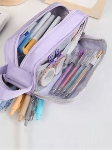 Dung lượng lớn Ánh sáng Tím Nhiều lớp Hộp bút Đối với Mang , - Màu tím - Xem 2