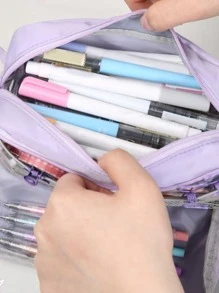 Dung lượng lớn Ánh sáng Tím Nhiều lớp Hộp bút Đối với Mang , - Màu tím - Xem 5