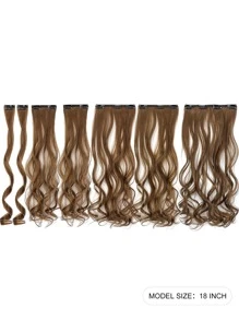 Peluca De Mujer De 18 Pulgadas De Cabello Ondulado Largo Y Rizado Grande Con Fibra Sintética Mate De Seda De Alta Temperatura 7 Piezas De Extensiones De Cabello Para Clip De Extensiones De Cabello Rizado Clip De Extensiones De Cabello Rubio Y Extensiones De Cabello Negro Pelucas Sintéticas Extensiones Rubias Con Clip De 18 Pulgadas De Largo - Café integral - Ver 3