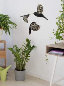 1套3入組木製黑鳥牆壁藝術裝飾懸掛民間藝術復古黑色藝術哥特式家居裝飾客廳浴室廚房自由飛翔裝飾室內戶外禮物愛鳥者 - 彩色 - 查看 3