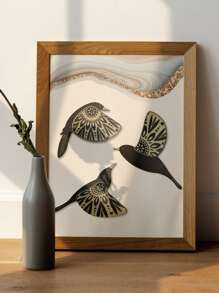 1套3入組木製黑鳥牆壁藝術裝飾懸掛民間藝術復古黑色藝術哥特式家居裝飾客廳浴室廚房自由飛翔裝飾室內戶外禮物愛鳥者 - 彩色 - 查看 2