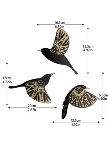 1套3入組木製黑鳥牆壁藝術裝飾懸掛民間藝術復古黑色藝術哥特式家居裝飾客廳浴室廚房自由飛翔裝飾室內戶外禮物愛鳥者 - 彩色 - 查看 4