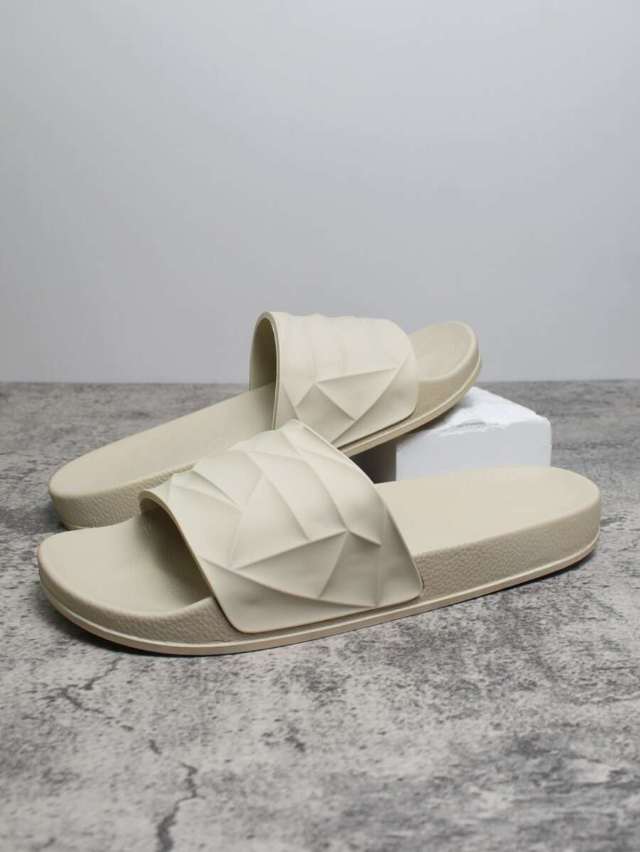 Dép và dép đi trong nhà và ngoài trời mềm mại và thoải mái chống trượt mùa hè 2023 xu hướng thời trang đơn giản cho nam đi ngoài trời dép đi biển - Màu be - Xem 1