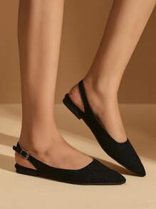 女士时尚优雅平底鞋，休闲女士度假凉鞋 - 黑色 - 查看 1