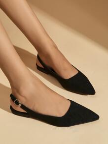 女士时尚优雅平底鞋，休闲女士度假凉鞋 - 黑色 - 查看 6