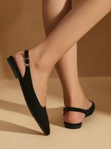 女士时尚优雅平底鞋，休闲女士度假凉鞋 - 黑色 - 查看 3