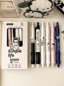 6入組/套平滑寫作&速幹黑色中性筆,0.5mm點尺寸,理想適用於和 - 彩色 - 查看 1