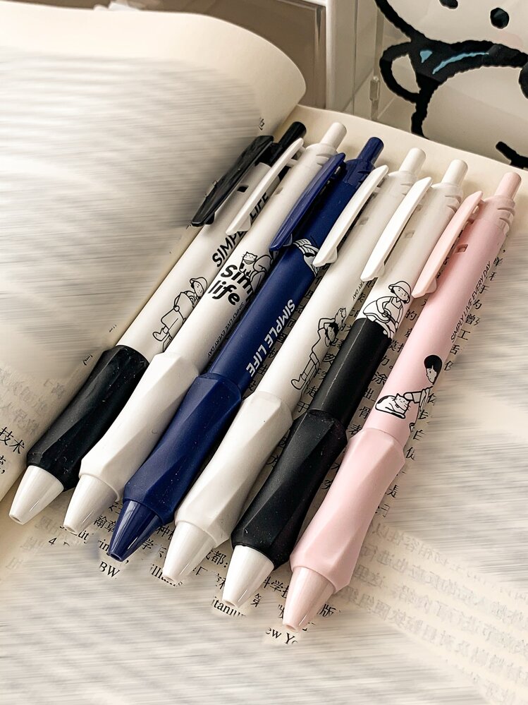 6入組/套平滑寫作&速幹黑色中性筆,0.5mm點尺寸,理想適用於和 - 彩色 - 查看 2
