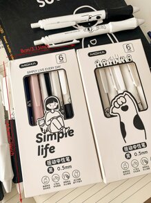 6入組/套平滑寫作&速幹黑色中性筆,0.5mm點尺寸,理想適用於和 - 彩色 - 查看 6