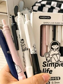 6入組/套平滑寫作&速幹黑色中性筆,0.5mm點尺寸,理想適用於和 - 彩色 - 查看 5