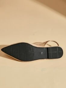 女士尖頭露跟平底鞋,優雅戶外杏仿麂皮平底鞋