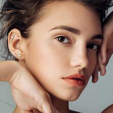 12入組 16 克軟骨耳環耳環耳環耳環耳環軟骨穿孔首飾向前螺旋耳環圈圈不銹鋼穿孔首飾 - 銀色 - 查看 6