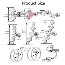 12入組 16 克軟骨耳環耳環耳環耳環耳環軟骨穿孔首飾向前螺旋耳環圈圈不銹鋼穿孔首飾 - 銀色 - 查看 5