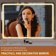 Hasipu 32" X 22" Vanity Mirror With Lights, Round Black LED Makeup Mirror, Lighted Makeup Mirror With Dimmable 3 Lighting Modes, Touch Screen Control Vanity Mirror For Living Room,Home Home Bathroom Decor Summer Makeup Organizer Bathroom Accessories Back To School - White - View 5