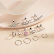 12入組 16 克軟骨耳環耳環耳環耳環耳環軟骨穿孔首飾向前螺旋耳環圈圈不銹鋼穿孔首飾 - 銀色 - 查看 8